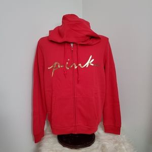 VS PINK XL FULL ZIP HOODIE IN RED NWT